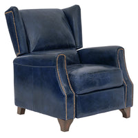 Opa Blue Leather Recliner Chair-Dovetailed & Doublestitched